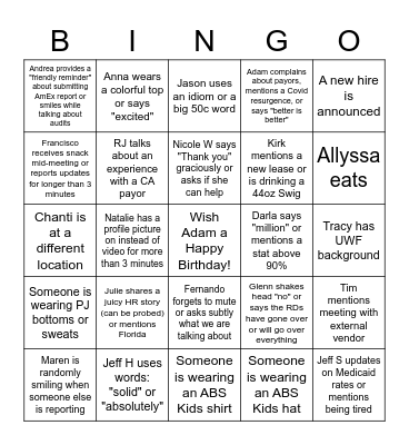 ABS Kids Bingo 2022 Bingo Card