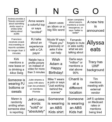 ABS Kids Bingo 2022 Bingo Card