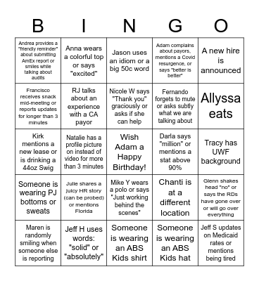 ABS Kids Bingo 2022 Bingo Card