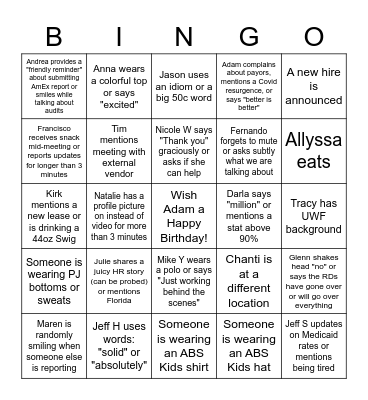 ABS Kids Bingo 2022 Bingo Card