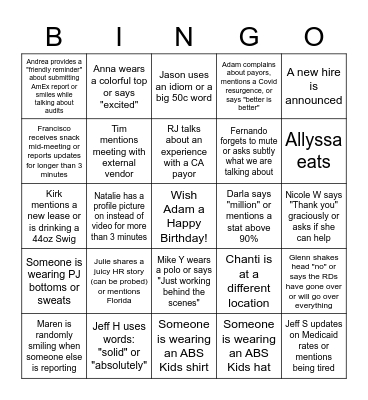 ABS Kids Bingo 2022 Bingo Card