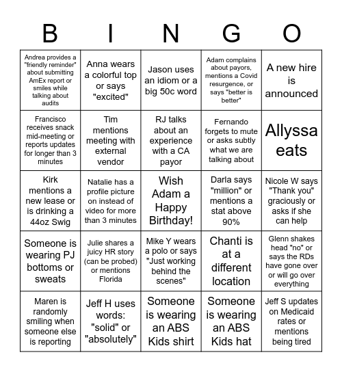 ABS Kids Bingo 2022 Bingo Card