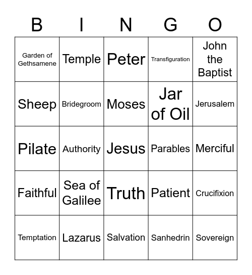 Matthew's Account of JESUS Bingo Card