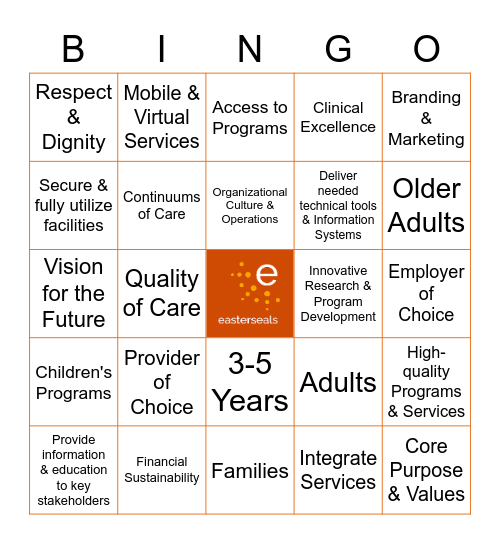 Easterseals Strategic Plan Bingo Card