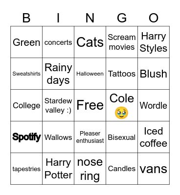 Mak’s Bingo Card