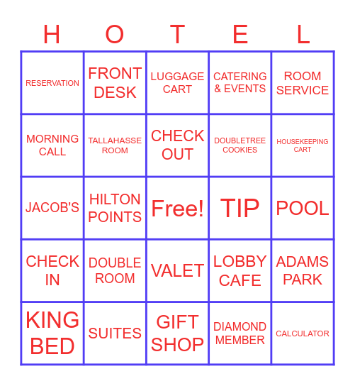 HOTEL BINGO Card