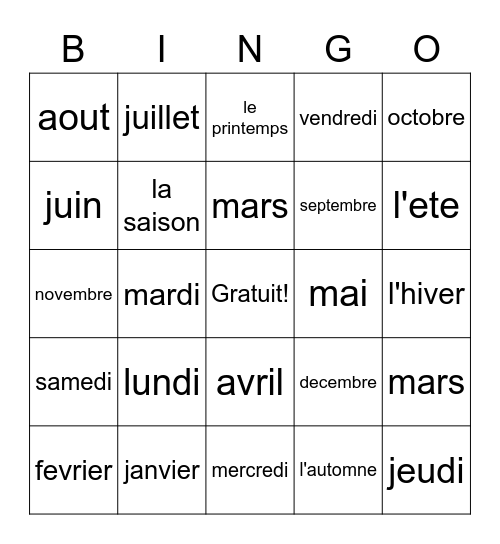Xavier Colamarino Bingo Card
