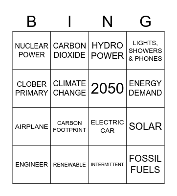 Net Zero Bingo! Bingo Card