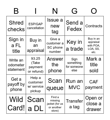 BOA Bingo Card