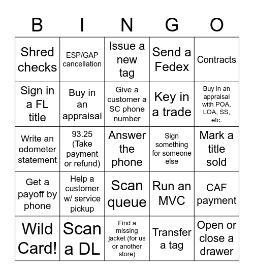 BOA Bingo Card