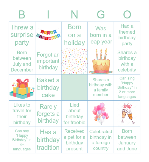 Birthday bingo! Bingo Card