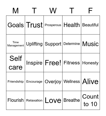 Awareness Week Bingo Card