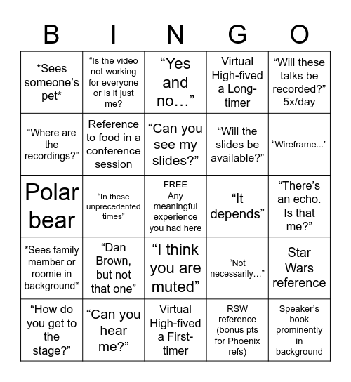 IAC 2022 Bingo Card