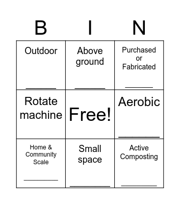 Compost Systems Bingo: Tumbler Bingo Card
