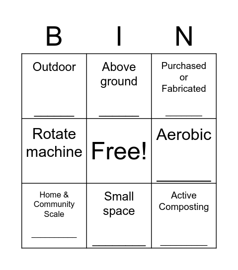 Compost Systems Bingo: Tumbler Bingo Card