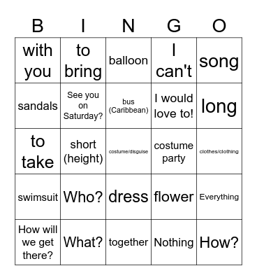 EC1 Unidad 5 ASD 2 Bingo Card