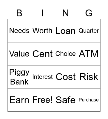 Banker's Bingo Card