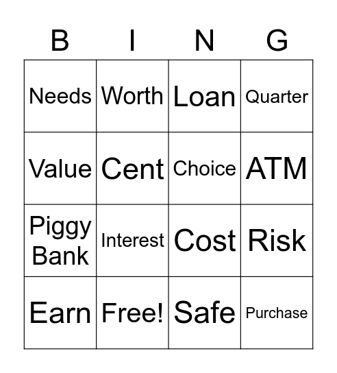 Banker's Bingo Card