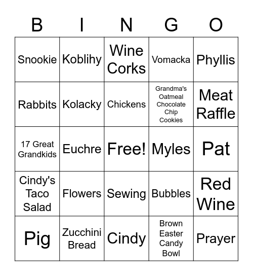 Malecha Bingo Card