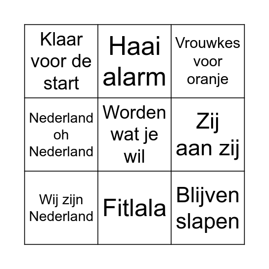 Koningsspelen! Bingo Card