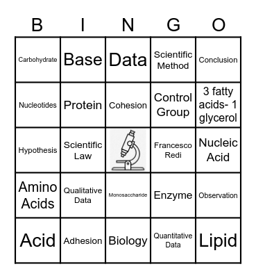 Unit 1 Vocabulary Bingo Card