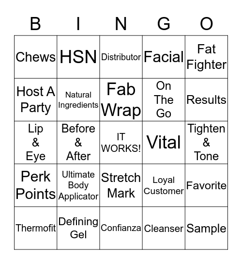IT WORKS! Bingo Card