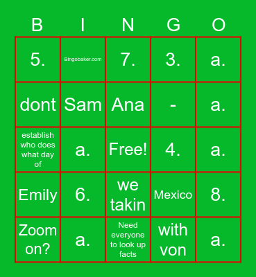 Untitled Bingo Card