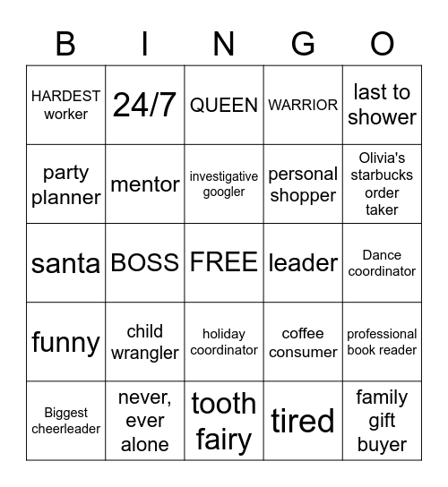 JENN SULLY MOMMING SO HARD Bingo Card