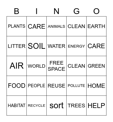 EARTH DAY Bingo Card