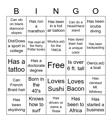 Chapel Family Reunion Bingo Card