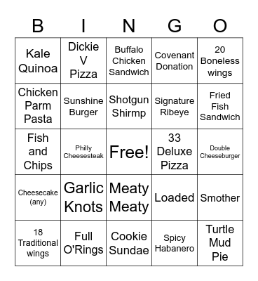 Bubbas Bingo Card