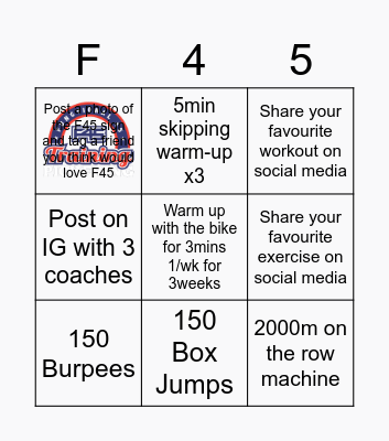 F45 Bingo Card Bingo Card