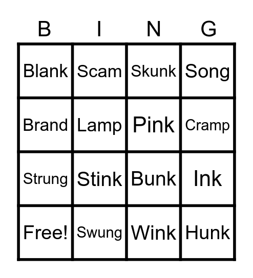 JustWords Unit 3 Bingo Card