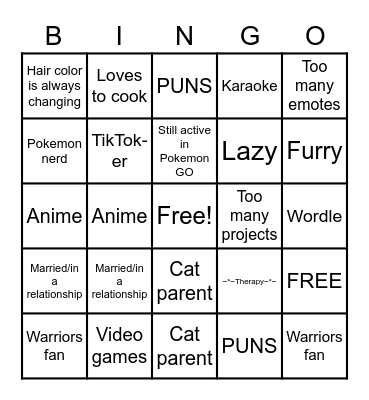 Rysdan Bingo Card