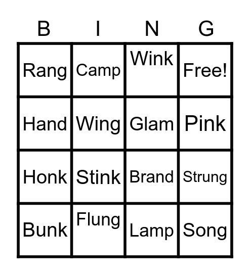 JustWords Unit 3 Bingo Card