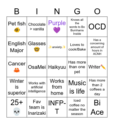 ✨EMILY✨ Bingo Card