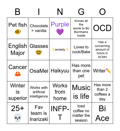 ✨EMILY✨ Bingo Card