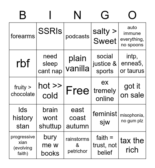kristine Bingo Card