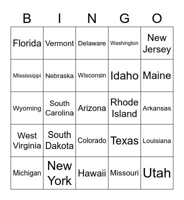 North American Cities Bingo Card