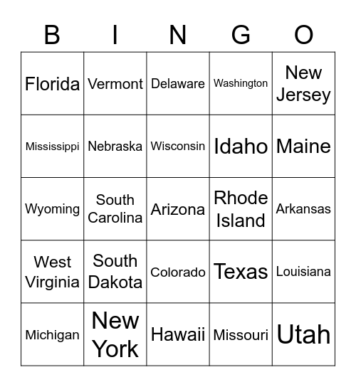 North American Cities Bingo Card