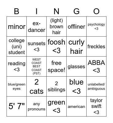 Cepunu Bingo Card