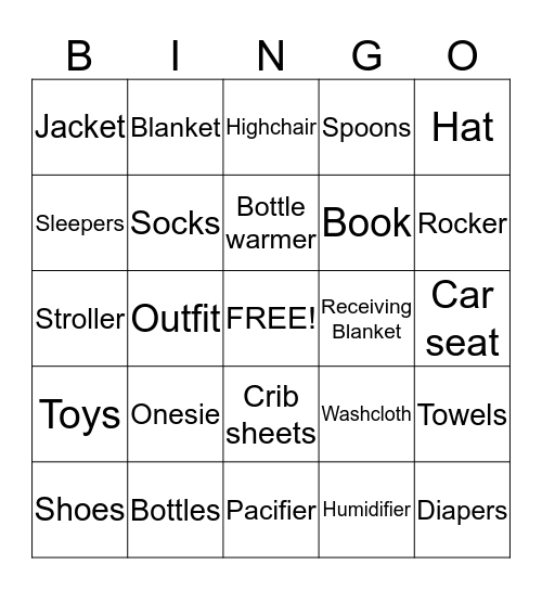 Kristen & Jason's Baby Shower Bingo Card