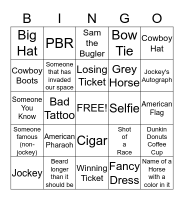 Travers Day Bingo Card