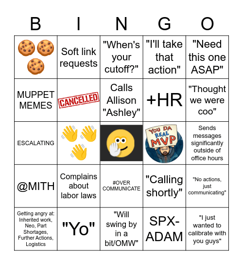 Steven Riedl Bingo Card