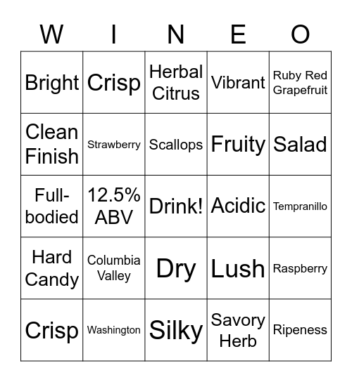 Millbrandt Rosé Bingo Card