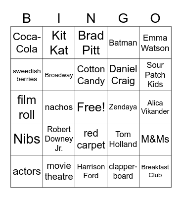 Movie Bingo Card