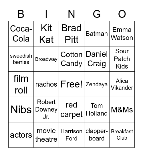 Movie Bingo Card