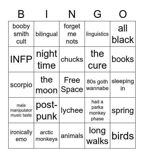 @inexistentboob BINGO Card