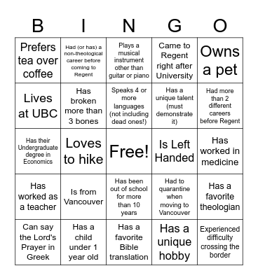 L'Chaim 2022 Bingo Card