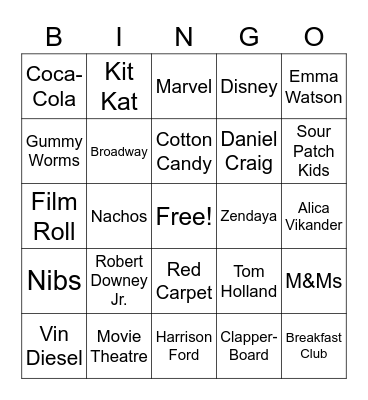 Movie Bingo Card